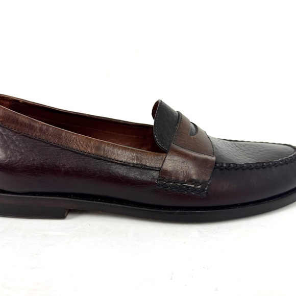 H.S Trask Bozeman Montana Brown & Burgundy Leather Classic Penny Loafers 9.5M - Picture 9 of 12